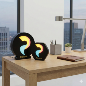 Lámpara con logo impresa en 3D