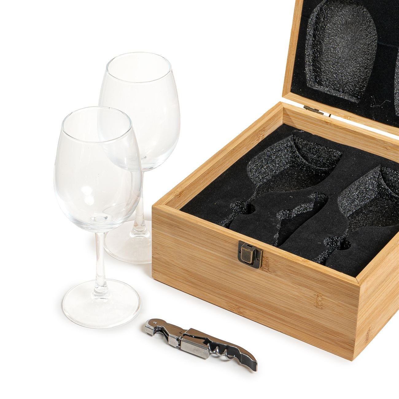 Set de Vino en Caja de Bambú (2 Copas) - Imagen 3